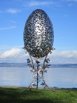 Silver Egg Faberge Sculpture